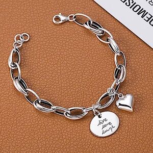 Sterling Silver Live Love Laugh Charm Bracelet